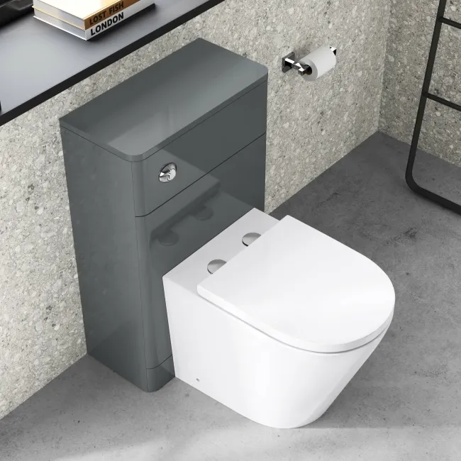 Corsica Curved Storm Grey Slimline Back To Wall Unit and Boston Toilet