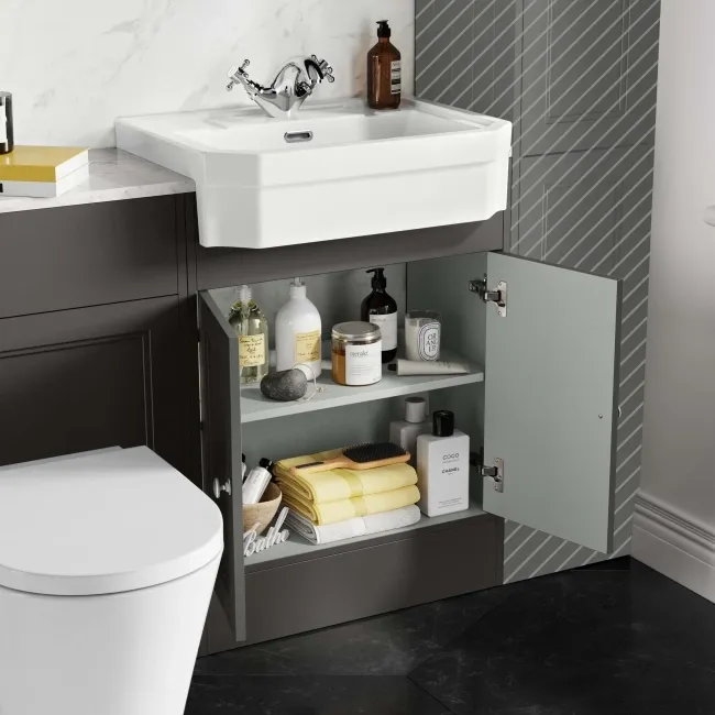 Monaco Graphite Grey Combination Vanity Traditional Basin with Marble Top & Boston Toilet 1200mm