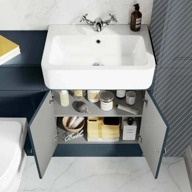 Monaco Inky Blue Combination Vanity Basin and Seattle Toilet 1200mm