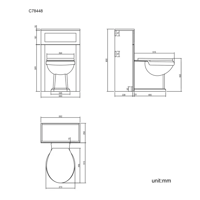 Bermuda Traditional Inky Blue Slimline Back To Wall Unit and Hudson Toilet with Wooden Seat