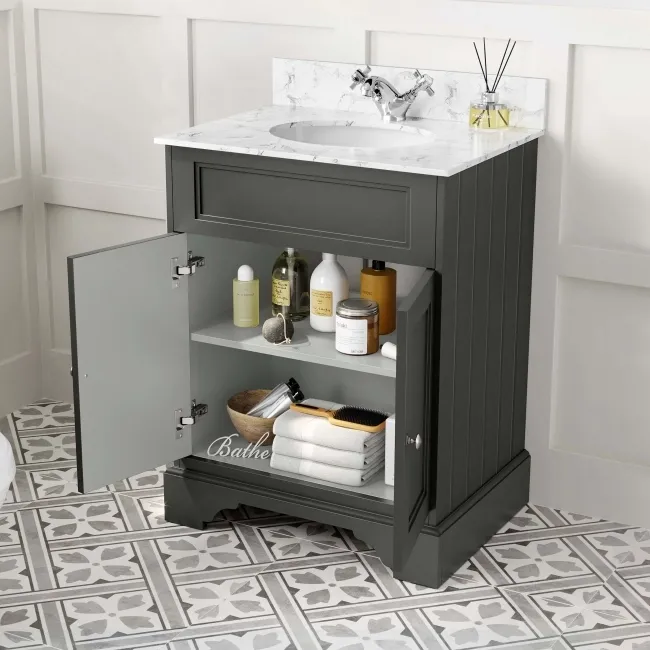 Lucia Graphite Grey Vanity with Marble Top & Undermount Basin 630mm