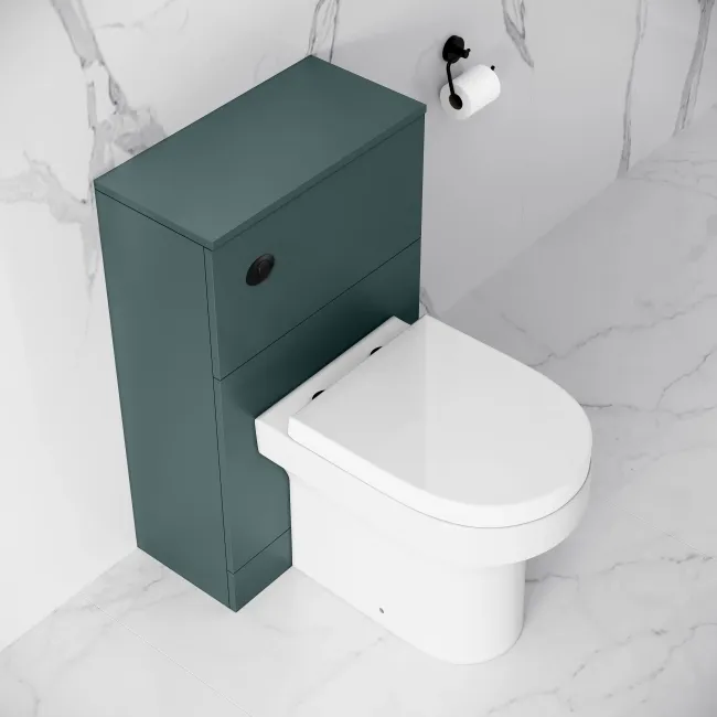 Midnight Green Slimline Back To Wall Unit and Denver Toilet - Black Accents