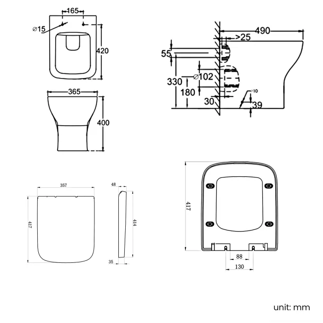 Midnight Green Slimline Back To Wall Unit and Atlanta Toilet - Black Accents