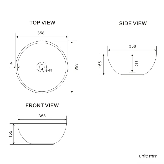 Bermuda Dove Grey Vanity with Round Counter Top Basin 600mm - Brushed Brass Accents