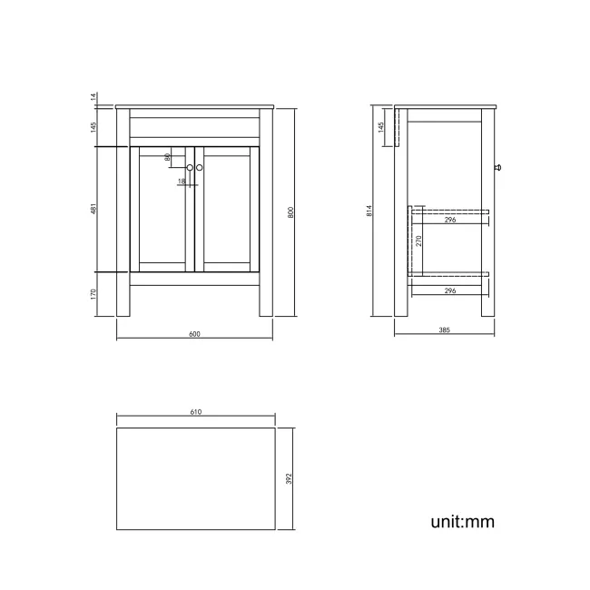 Bermuda Chalk White Cabinet with Marble Top 600mm Excludes Counter Top Basin - Brushed Brass Accents