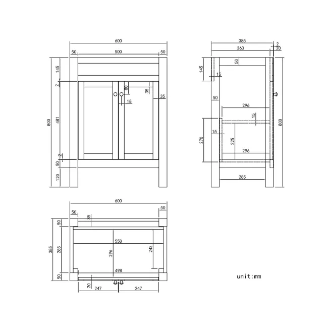 Bermuda Chalk White Cabinet with Marble Top 600mm Excludes Counter Top Basin - Brushed Brass Accents
