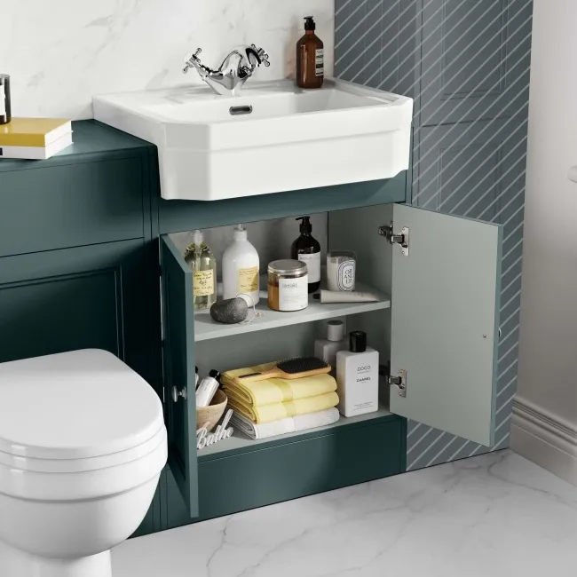 Monaco Midnight Green Combination Vanity Traditional Basin and Seattle Toilet 1200mm