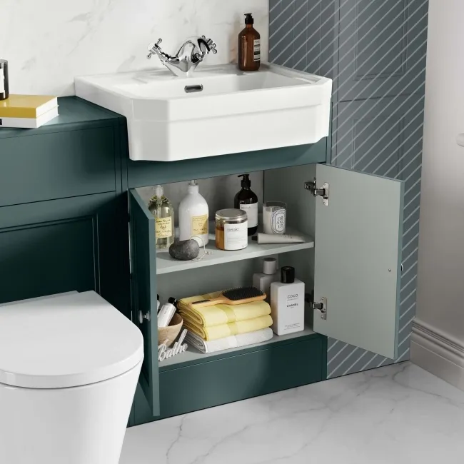 Monaco Midnight Green Combination Vanity Traditional Basin and Boston Toilet 1200mm