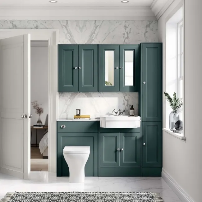 Monaco Midnight Green Combination Vanity Traditional Basin with Marble Top & Atlanta Toilet 1200mm