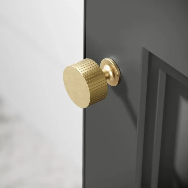 Lucia Graphite Grey Corner Basin Vanity 400mm - Brushed Brass Accents