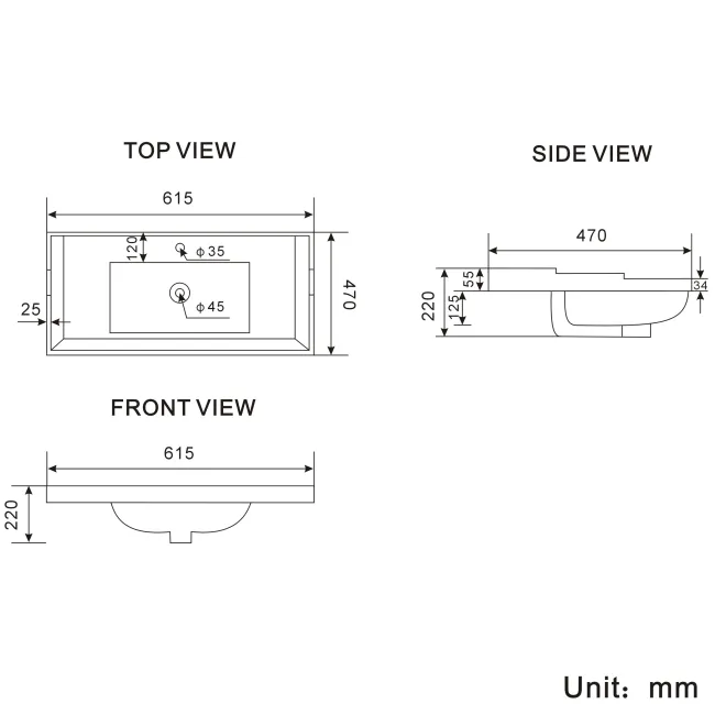 Lucia Midnight Green Basin Vanity 630mm