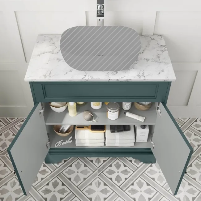 Lucia Midnight Green Cabinet with Marble Top 840mm - Excludes Counter Top Basin