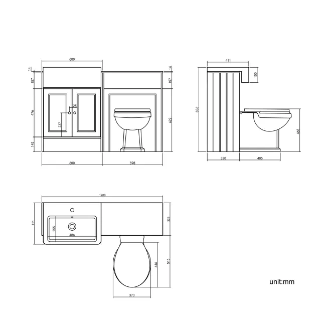 Monaco Dove Grey Combination Vanity Basin with Marble Top & Hudson Toilet with Wooden Seat 1200mm - Brushed Brass Accents