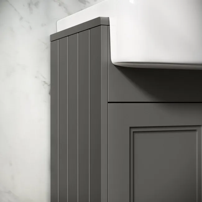 Monaco Graphite Grey Combination Vanity Basin and Seattle Toilet 1200mm - Brushed Brass Accents