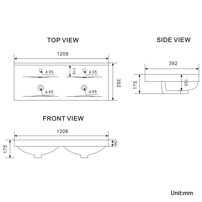 Bermuda Inky Blue Double Basin Vanity 1200mm - Brass Knurled Handles