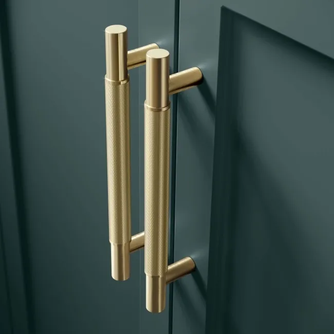 Bermuda Midnight Green Double Basin Vanity 1200mm - Brass Knurled Handles