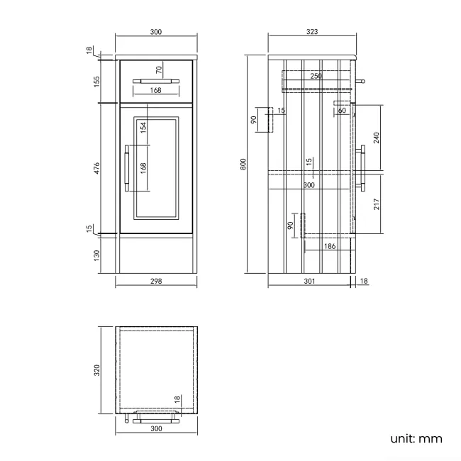 Monaco Graphite Grey Combination Vanity Traditional Basin and Boston Toilet 1500mm - Brass Knurled Handles