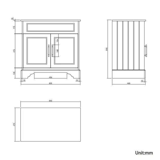 Lucia Inky Blue Vanity with Oak Effect Top & Oval Counter Top Basin 840mm - Brass Knurled Handles