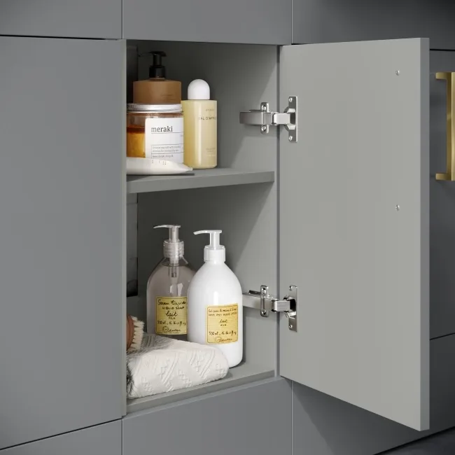 Harper Stone Grey Combination Vanity Basin and Tucson Toilet 1500mm - Brushed Brass Accents