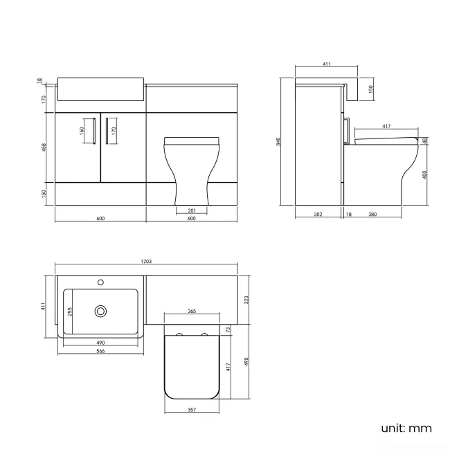 Harper Navy Blue Combination Vanity Basin and Houston Toilet 1200mm