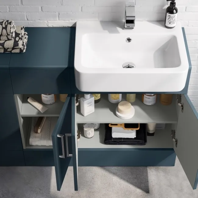 Harper Navy Blue Combination Vanity Basin and Boston Toilet 1500mm