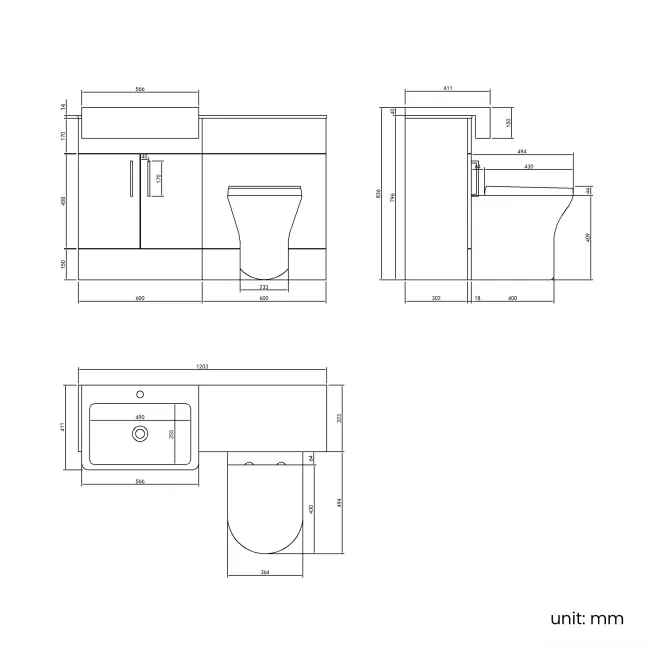 Harper Navy Blue Combination Vanity Basin with Marble Top & Tucson Toilet 1200mm