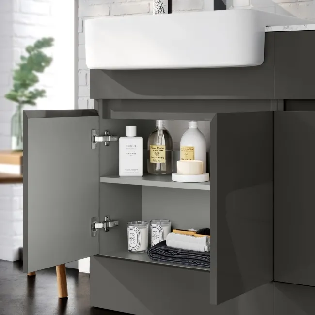 Foster Tungsten Grey Combination Vanity Basin with Marble Top 1500mm - Excludes Toilet