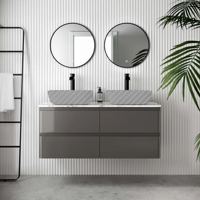 Corsica Tungsten Grey Wall Hung Drawer Vanity with Marble Top 1200mm - Excludes Counter Top Basin