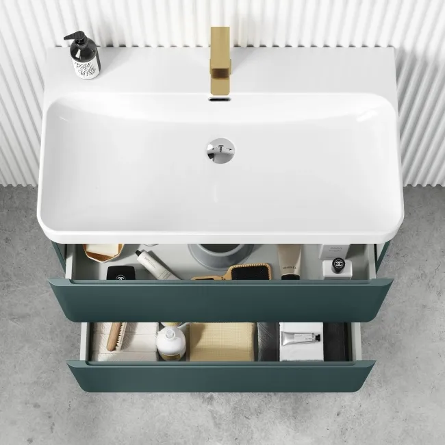 Corsica Midnight Green Basin Drawer Vanity 800mm