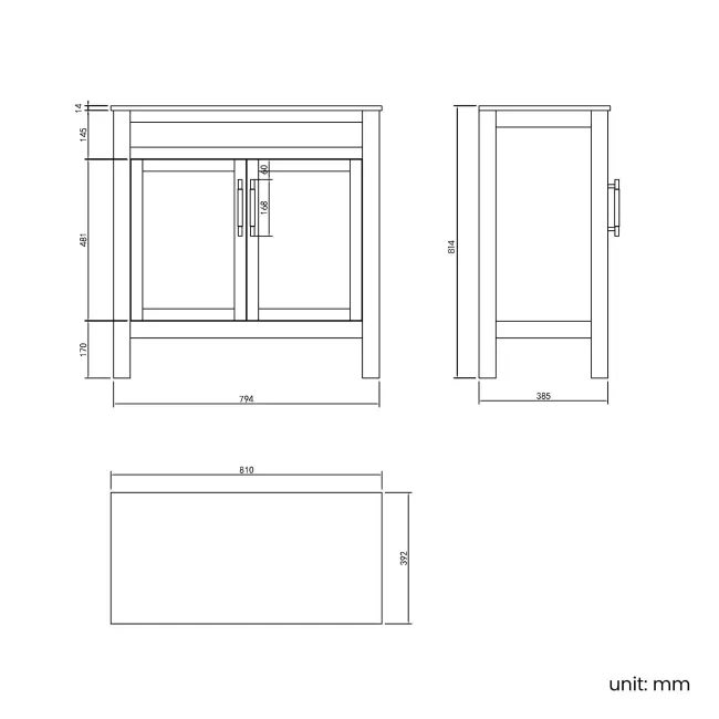 Bermuda Midnight Green Vanity with Marble Top & Curved Counter Top Basin 800mm - Brass Knurled Handles