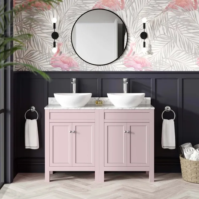 Bermuda Cashmere Pink Vanity with Marble Top & Oval Counter Top Basin 1200mm