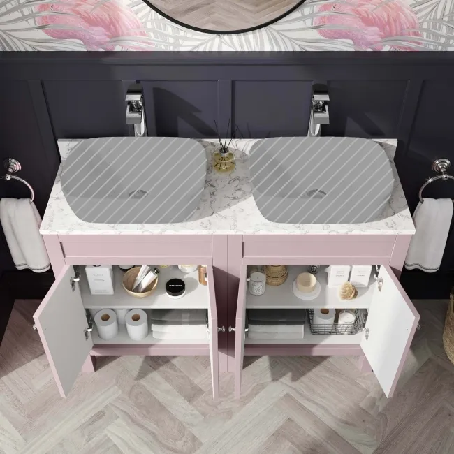 Bermuda Cashmere Pink Cabinet with Marble Top 1200mm - Excludes Counter Top Basin