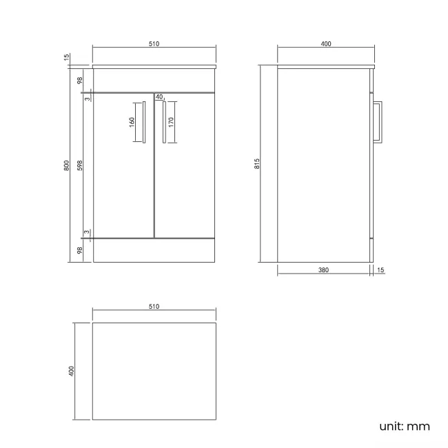 Mersey Gloss White Vanity 500mm - Excludes Counter Top Basin