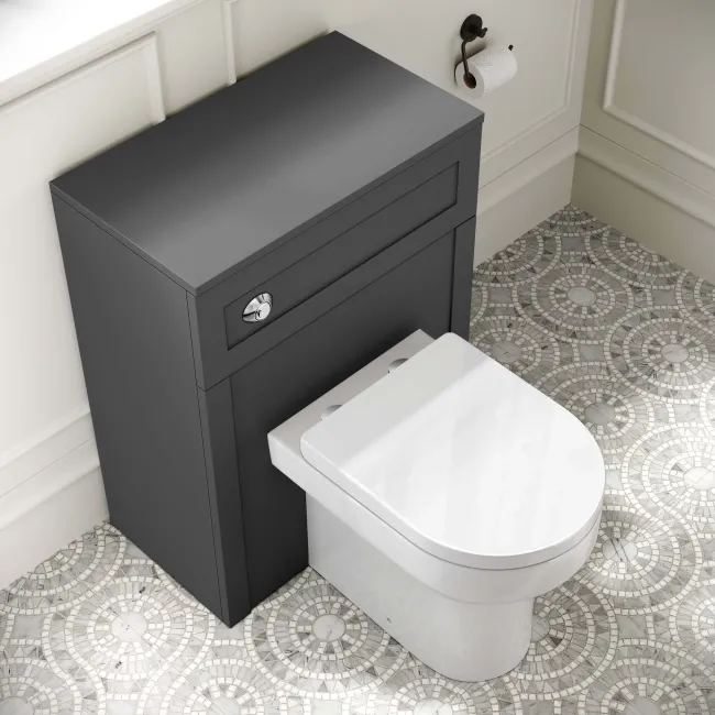 Capri Slate Grey Combination Vanity Basin and Denver Toilet 1350mm - Chrome Handles