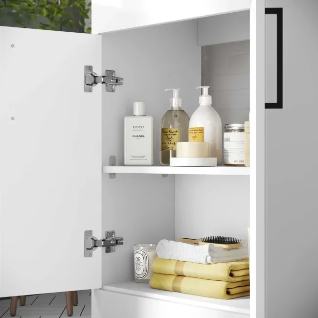 Mersey Gloss White Vanity 500mm Excludes Counter Top Basin - Black Accents