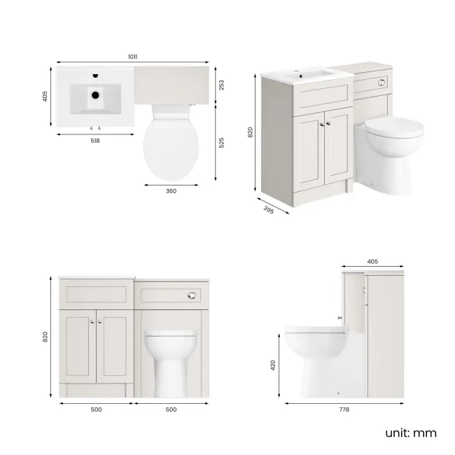 Milos Cotton White Combination Vanity Basin and Austin Toilet 1000mm - Chrome Handles