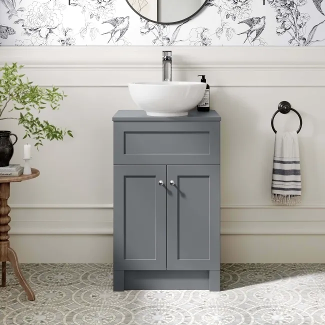 Milos Fog Grey Vanity with Mesa Basin 500mm - Chrome Handles