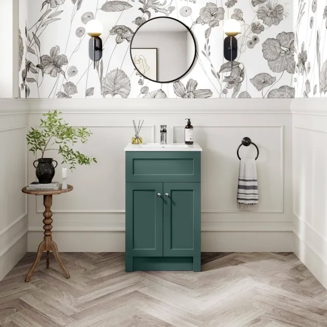 Milos Mystic Green Basin Vanity 500mm - Chrome Handles