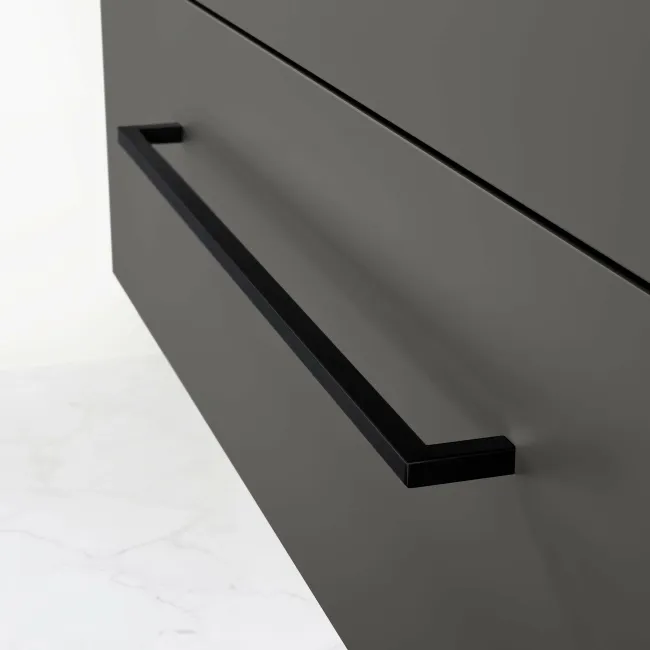 Elba Graphite Grey Wall Hung Drawer Vanity with Marble Top & Cody Basin 1000mm - Black Accents