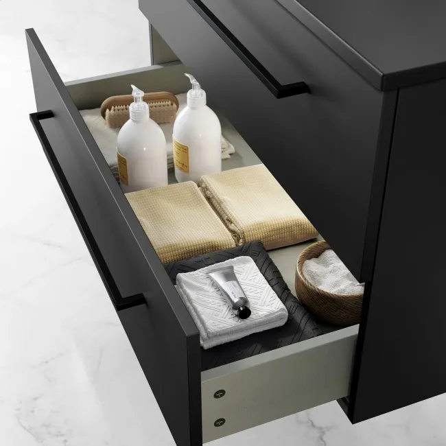 Elba Matt Black Wall Hung Basin Drawer Vanity 800mm
