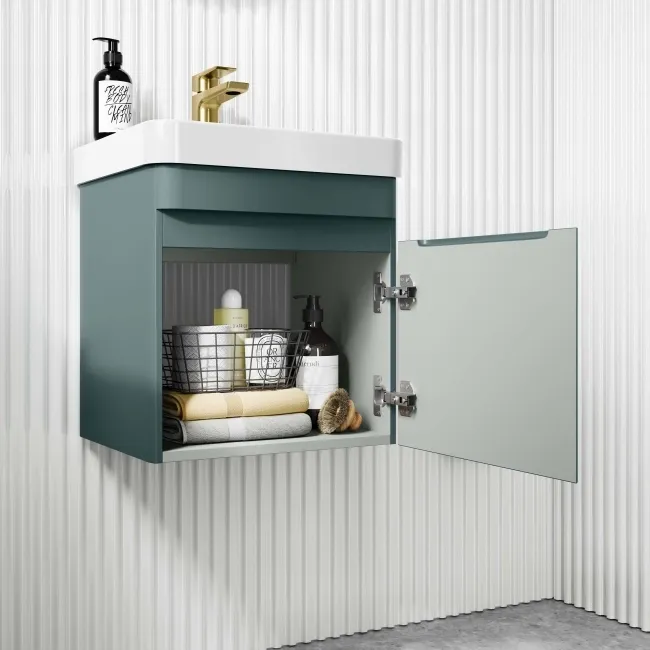 Corsica Midnight Green Wall Hung Slimline Basin Vanity 400mm