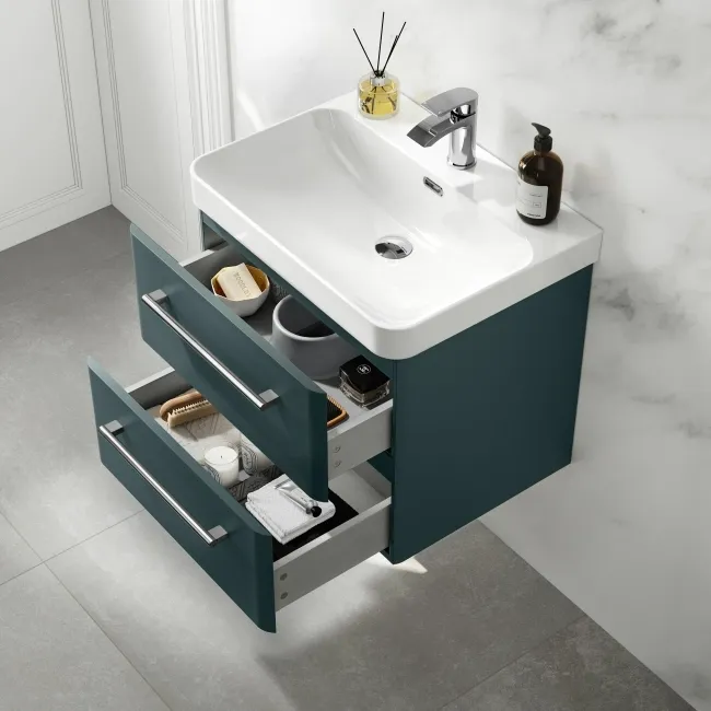 Omaha Mystic Green Wall Hung Basin Drawer Vanity 600mm