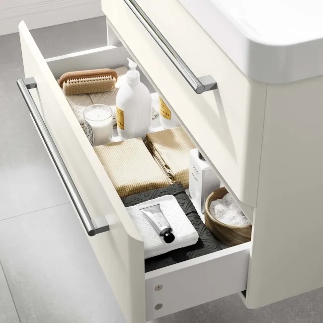Omaha Linen White Wall Hung Basin Drawer Vanity 800mm