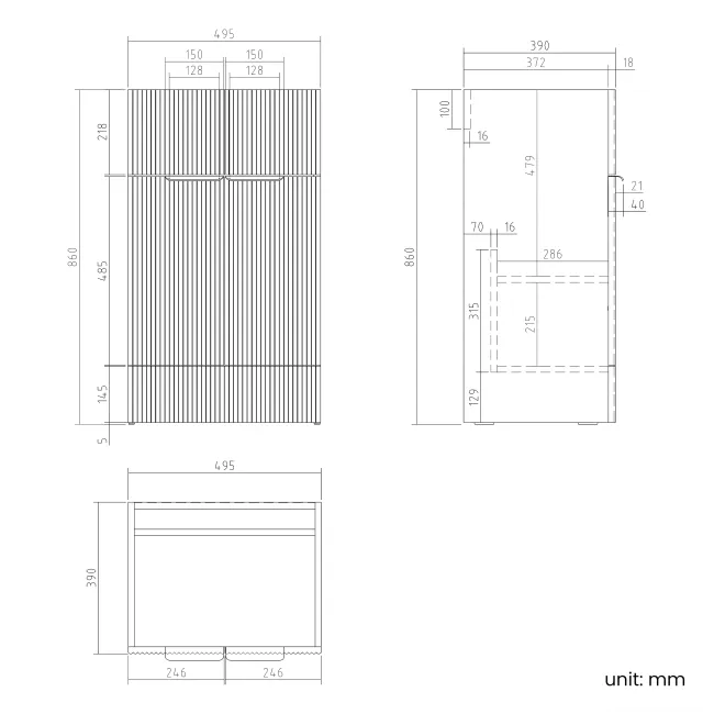 Havana Fluted Coastal White Basin Vanity and Back To Wall Toilet Unit 1000mm (Excludes Toilet) - Black Accents