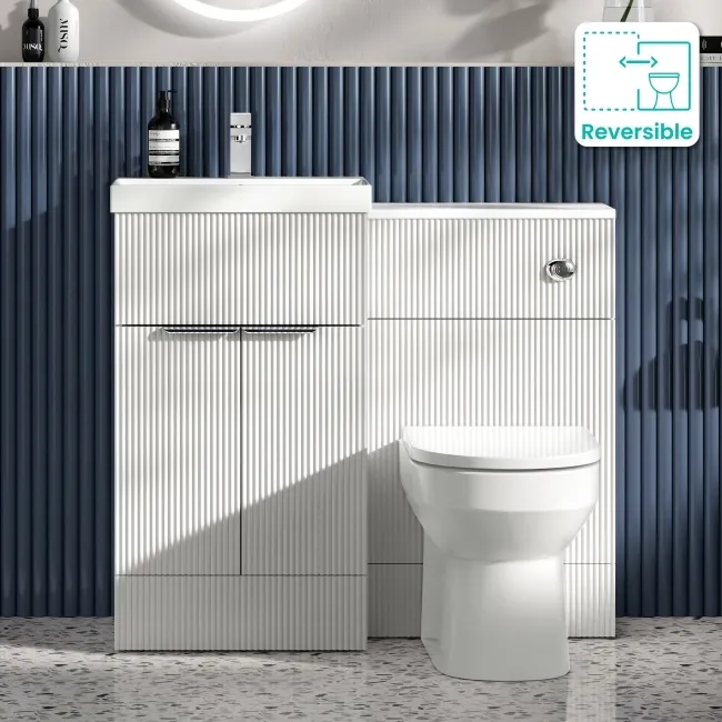 Havana Fluted Coastal White Combination Vanity Basin and Miami Toilet 1000mm - Chrome Handles