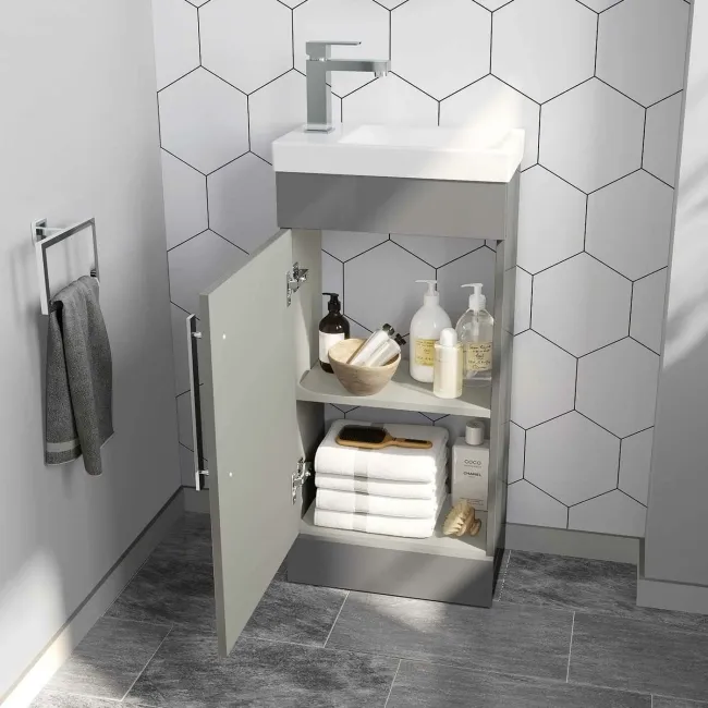 Avon Stone Grey Cloakroom Floor Standing Basin Vanity 400mm and Toilet Set