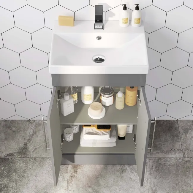 Avon Stone Grey Basin Vanity 500mm and Toilet Set