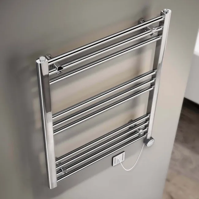Barcelona Electric Chrome Straight Heated Towel Rail 800x600mm