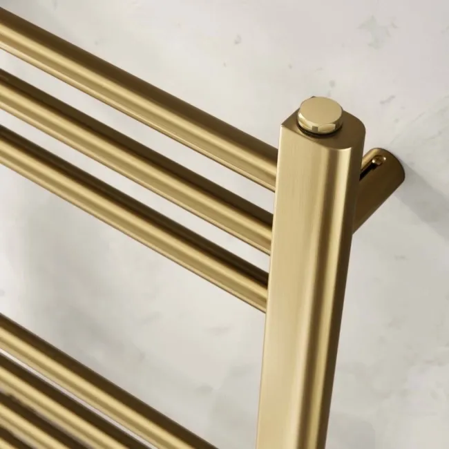 Barcelona Electric Brushed Brass Straight Heated Towel Rail 1200x500mm