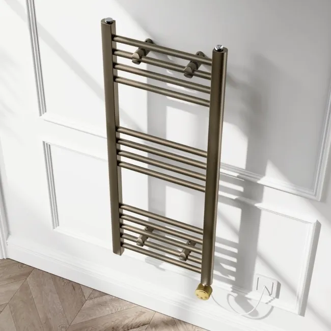 Barcelona Electric Antique Gold Straight Heated Towel Rail 1000x400mm